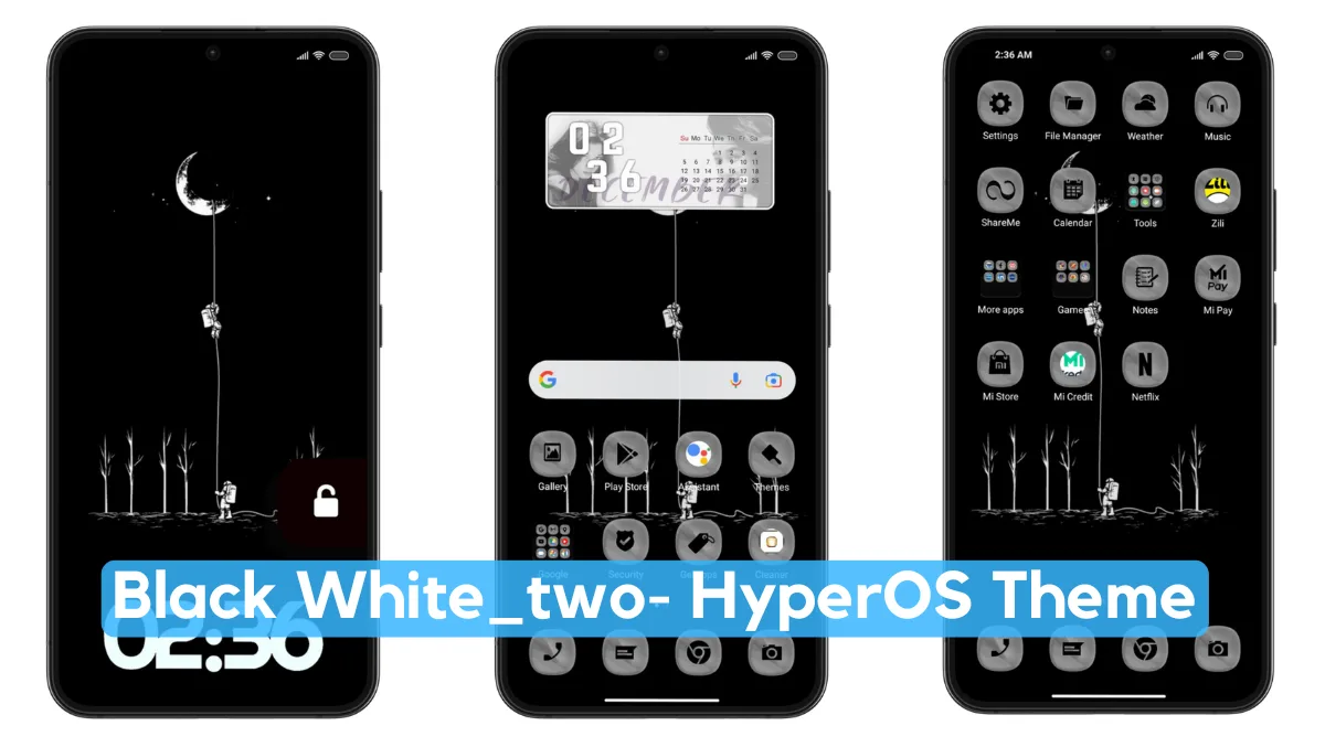 Black White_two HyperOS Theme with Minimal Experience
