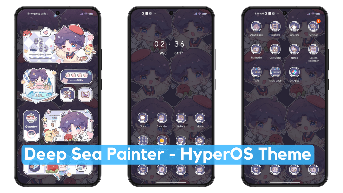 Deep Sea Painter HyperOS Theme with Anime UI