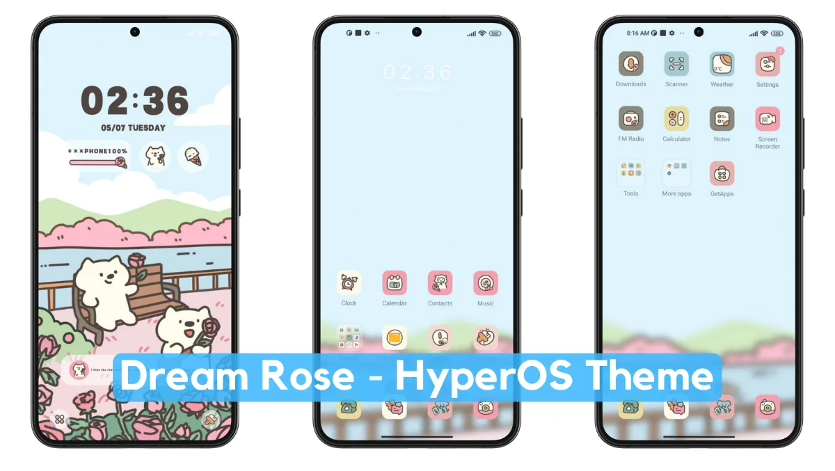 Dream Rose HyperOS Theme with Anime UI