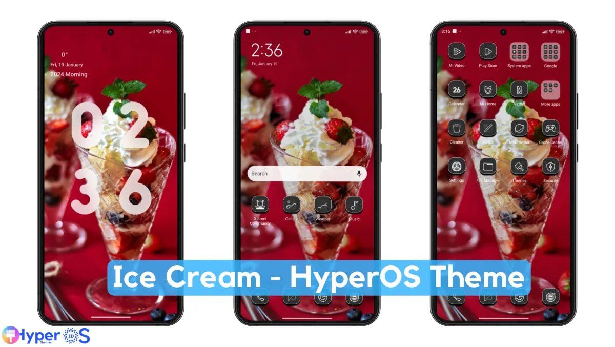 Ice Cream HyperOS Theme with Minimal Icons
