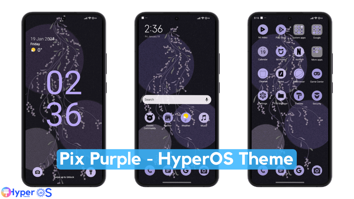 Pix Purple HyperOS Theme with Pixel Experience