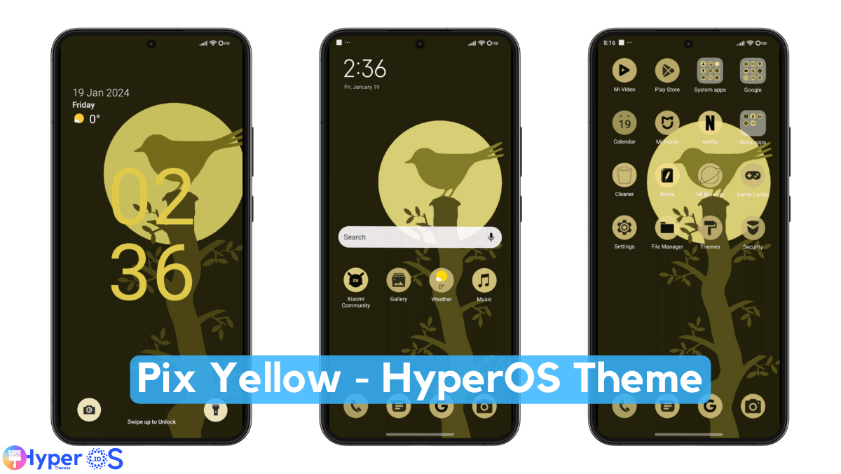 Pix Yellow HyperOS Theme with Pixel Experience