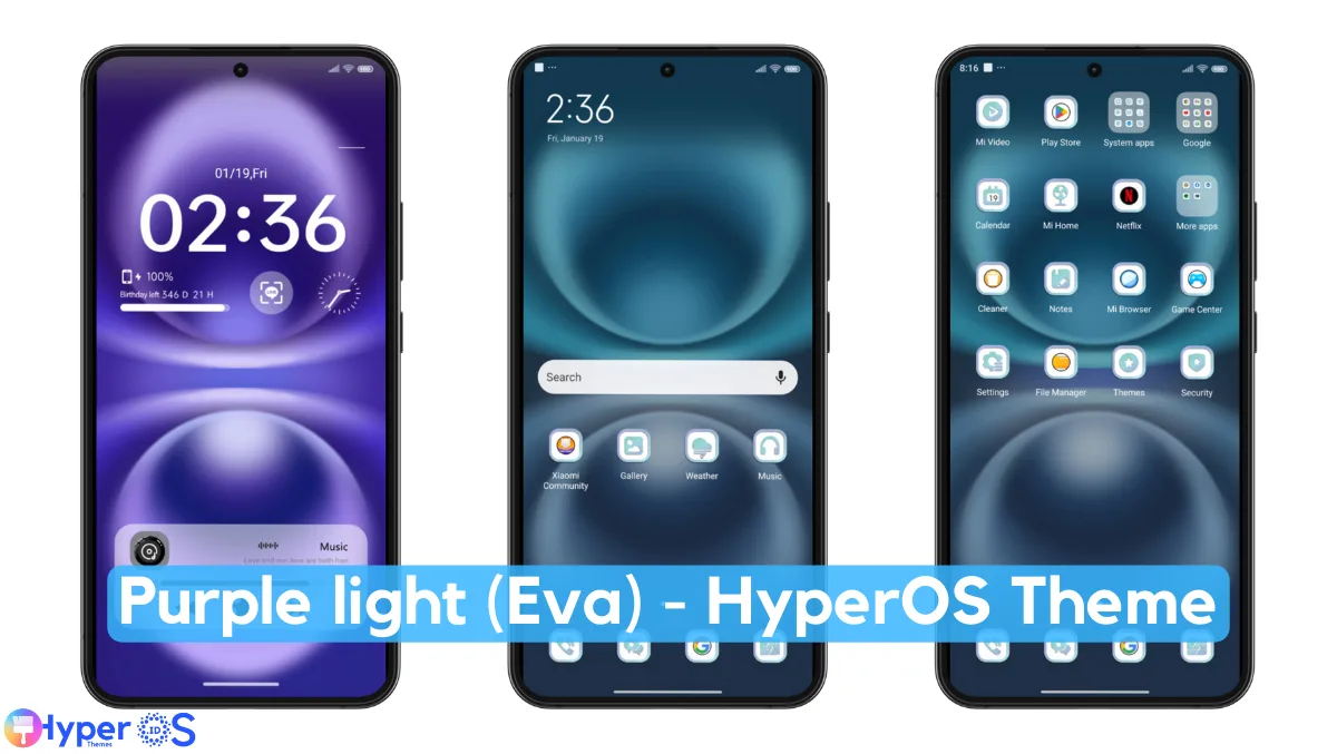 Purple Light HyperOS Theme with Minimal iOS Experience Purple Light HyperOS Theme with Minimal iOS Experience