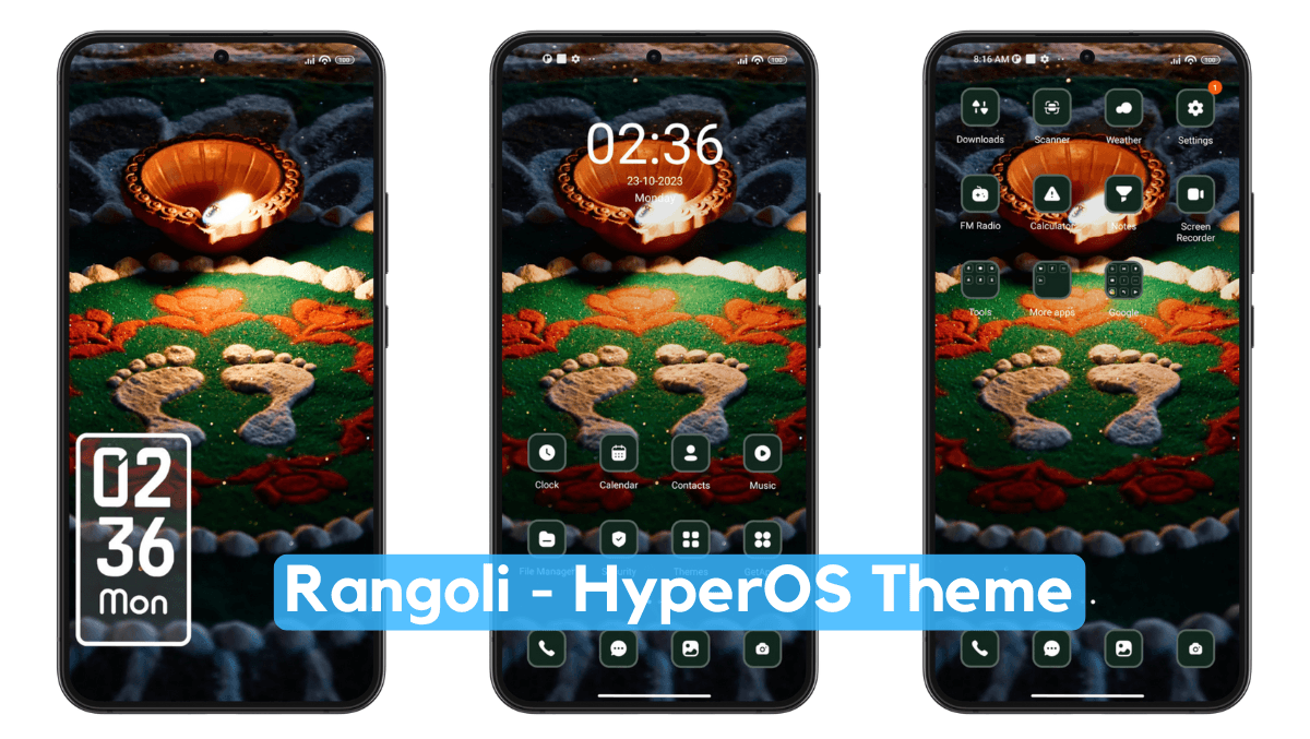 Rangoli HyperOS Theme with Dynamic Dark Experience