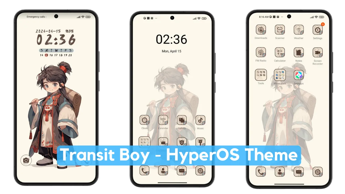 Transit Boy HyperOS Theme with Dynamic Anime UI